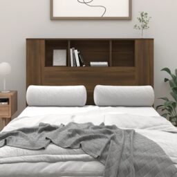 Berkfield Home Headboard Cabinet Brown Oak 120x18.5x104.5 cm - thumbnail 1
