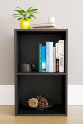 Home Discount Vida Designs Oxford 2 Tier Cube Bookcase Space-saving Storage in Black - thumbnail 3