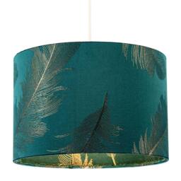 Happy Homewares Dark Emerald Green Cotton Jacquard Shade with Gold Foil Fern Design - Size: 12 inches - thumbnail 2