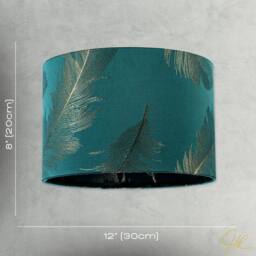 Happy Homewares Dark Emerald Green Cotton Jacquard Shade with Gold Foil Fern Design - Size: 12 inches - thumbnail 7