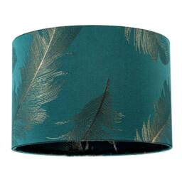 Happy Homewares Dark Emerald Green Cotton Jacquard Shade with Gold Foil Fern Design - Size: 12 inches