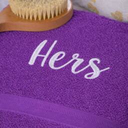 Duncan Stewart Personalised Bath Towel Set For Couples in Purple - thumbnail 4