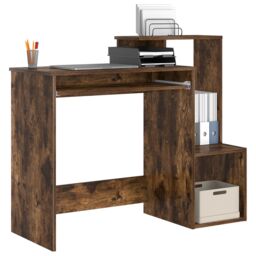 Berkfield Home Smoked Oak Computer Desk Smoked oak Engineered wood Standard in Brown - thumbnail 3
