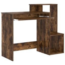 Berkfield Home Smoked Oak Computer Desk Smoked oak Engineered wood Standard in Brown - thumbnail 4