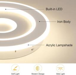 Goeco Ceiling Light LED White, 28W, Modern Round, 4500K, for Hallway Bedroom in White - thumbnail 7