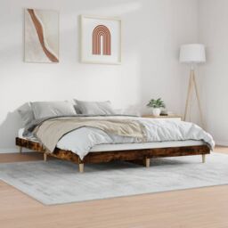 Berkfield Home Bed Frame Smoked Oak 140x200 cm Engineered Wood in Brown - thumbnail 4