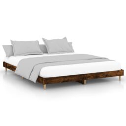 Berkfield Home Bed Frame Smoked Oak 140x200 cm Engineered Wood in Brown - thumbnail 2