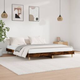Berkfield Home Bed Frame Smoked Oak 140x200 cm Engineered Wood in Brown - thumbnail 1