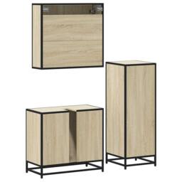 Berkfield Home Durable 3 Piece Bathroom Furniture Set Sonoma Oak Engineered Wood in Light Brown - thumbnail 7