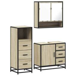 Berkfield Home Durable 3 Piece Bathroom Furniture Set Sonoma Oak Engineered Wood in Light Brown - thumbnail 3