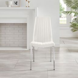 FurnitureboxUK Set of 2 Isco Deep Cushioned Soft Touch Faux Leather Dining Chairs With Silver Chrome Metal Legs in White - thumbnail 4
