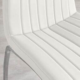 FurnitureboxUK Set of 2 Isco Deep Cushioned Soft Touch Faux Leather Dining Chairs With Silver Chrome Metal Legs in White - thumbnail 5