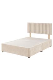 Aspire Grant Divan, Linen Fabric, Strutted Headboard, No Drawers in Cream - Size: Small Single - thumbnail 4