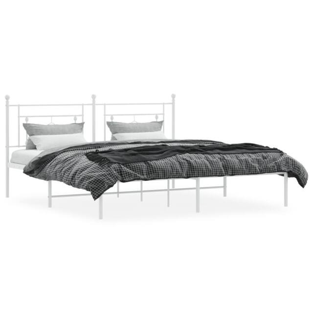 Berkfield Home Metal Bed Frame without Mattress with Headboard White 183x213cm - Size: 183x213 cm - image 1