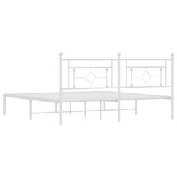 Berkfield Home Metal Bed Frame without Mattress with Headboard White 183x213cm - Size: 183x213 cm - thumbnail 7