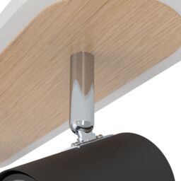 Eglo Rimbocchi Natural Wood & Steel Modern 3 Light Spotlight in Black - thumbnail 3