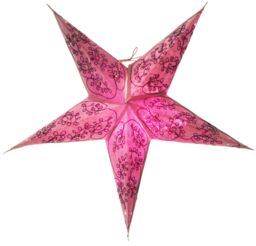 Orsina 5 Point Purple Paper Star, Cutout Star With Metallic Accents, Paper Origami Star, Decorative Paper Star in Pink