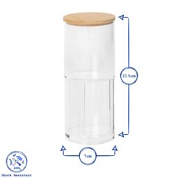 Harbour Housewares Reusable Plastic Stacking Bathroom Canisters with Bamboo Lid - Pack of 3 in Clear - thumbnail 3