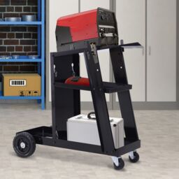 DURHAND Three Tier Welding Cart Universal Storage for Gas Bottles in Black