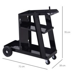 DURHAND Three Tier Welding Cart Universal Storage for Gas Bottles in Black - thumbnail 3