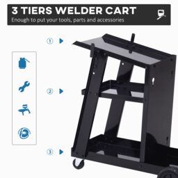 DURHAND Three Tier Welding Cart Universal Storage for Gas Bottles in Black - thumbnail 4