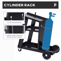 DURHAND Three Tier Welding Cart Universal Storage for Gas Bottles in Black - thumbnail 5