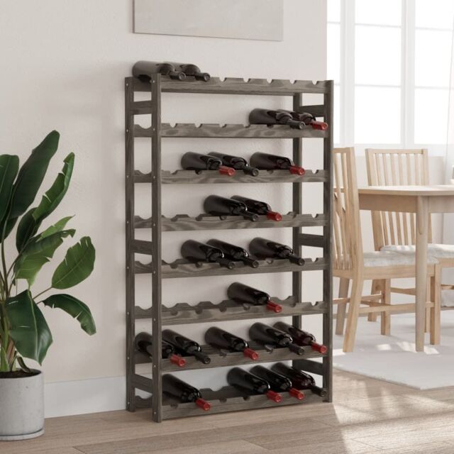 Berkfield Home Wine Rack for 56 Bottles Grey Solid Wood Pine - image 1