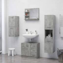Berkfield Home Durable Bathroom Mirror Concrete Grey 60x10.5x45 cm Engineered Wood - thumbnail 6