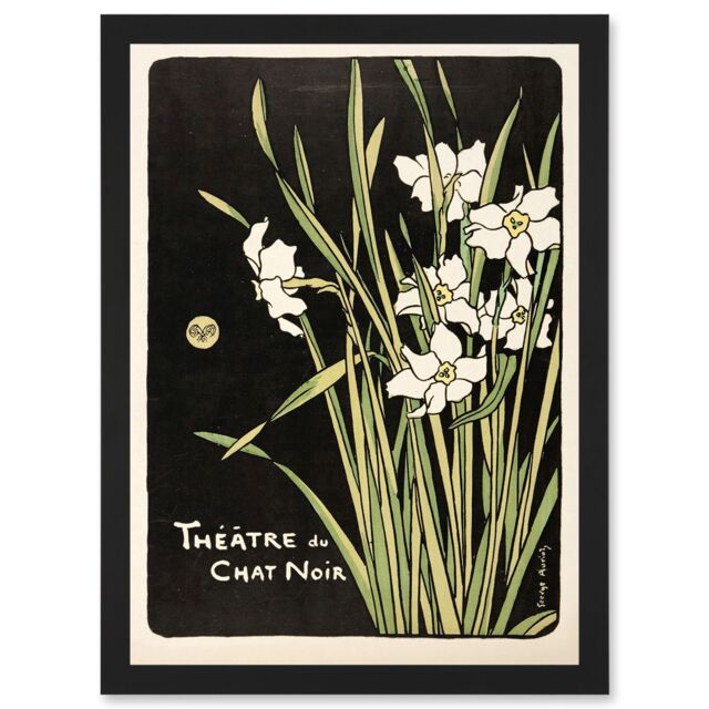 Artery8 Auriol Program Cover Theatre Chat Noir Vintage Advert Artwork Framed Wall Art Print A4 in Black - image 1