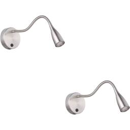 Loops 2 PACK Sleek Satin Nickel Wall Light - LED Indoor Lighting Fixture in Metallics