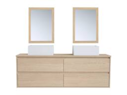 Vente-unique Bathroom Unit With Double Ceramic Countertop Basin & Mirror - Oak in Light Oak - thumbnail 4