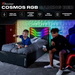 X Rocker Cosmos Single Bed with LED Lighting for Kids & Teens with Mattress in Black - thumbnail 2