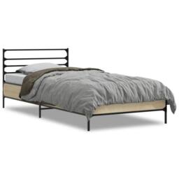 Berkfield Home Durable Bed Frame without Mattress Sonoma Oak 75x190 cm Small Single in Light Oak - thumbnail 3
