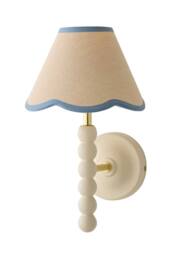 ValueLights Bobbins Cream Bobble Wall Light & Colour Trim Linen Lamp Shade in Baby Blue - thumbnail 6