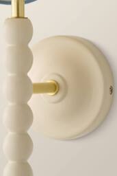 ValueLights Bobbins Cream Bobble Wall Light & Colour Trim Linen Lamp Shade in Baby Blue - thumbnail 5