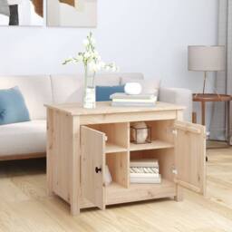 Berkfield Home Coffee Table 71x49x55 cm Solid Wood Pine in Natural - Size: 71 x 49 x 55 cm - thumbnail 3