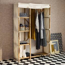 sweeek Bamboo Wardrobe 3 Shelves in Light Brown