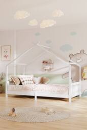 H&O Direct Pine Wood House-Style Bed Frame in White - thumbnail 5
