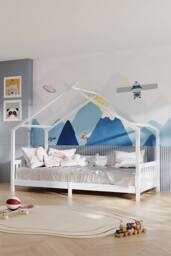 H&O Direct Pine Wood House-Style Bed Frame in White - thumbnail 7