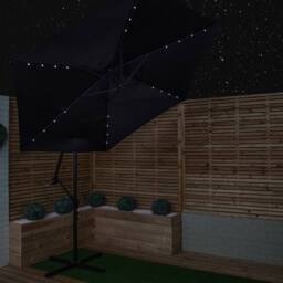 Samuel Alexander Black Cantilever Lit Banana Garden Parasol, Crank Handle & Solar LEDs - thumbnail 7