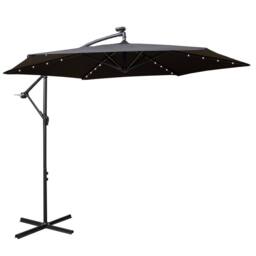 Samuel Alexander Black Cantilever Lit Banana Garden Parasol, Crank Handle & Solar LEDs - thumbnail 1