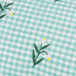 Furn Les Petite Fleurs 100% Cotton Gingham Ruffle Cushion in Green - Size: 30 cm x 50 cm - thumbnail 5