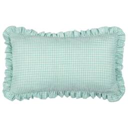 Furn Les Petite Fleurs 100% Cotton Gingham Ruffle Cushion in Green - Size: 30 cm x 50 cm - thumbnail 3