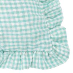 Furn Les Petite Fleurs 100% Cotton Gingham Ruffle Cushion in Green - Size: 30 cm x 50 cm - thumbnail 6