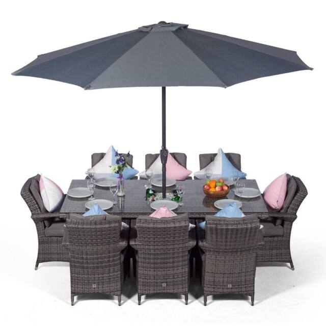 Thats Furniture Arizona Rectangle 8 Seat Rattan Dining Set Ice Bucket Drinks Cooler in Grey - image 1