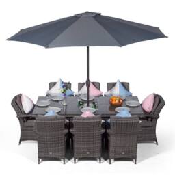 Thats Furniture Arizona Rectangle 8 Seat Rattan Dining Set Ice Bucket Drinks Cooler in Grey - thumbnail 1