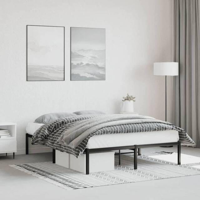 Berkfield Home Metal Bed Frame without Mattress Black 140x190cm - Size: 140x190 cm - image 1