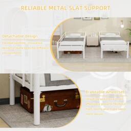 Direct Wicker Reinforced Metal Bunk Bed with Iron Art for Dorm & Children in White - Size: Double - thumbnail 5