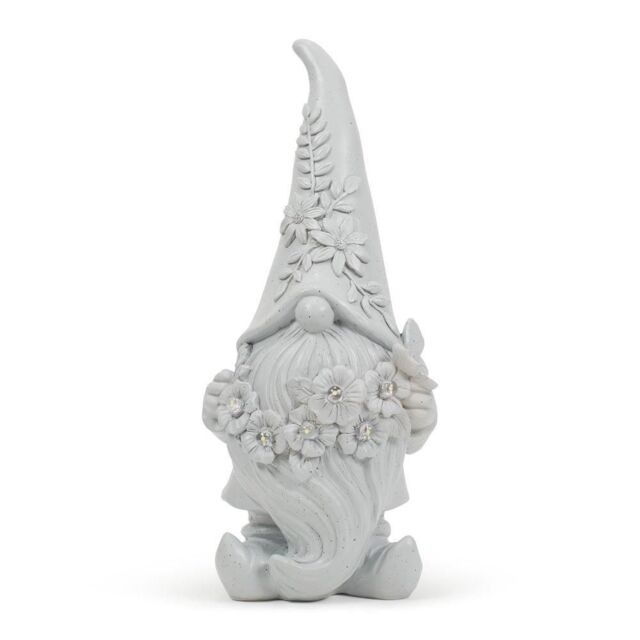 ValueLights Outdoor Grey Solar Gonk Statue Light Garden Décor Patio Ornament
