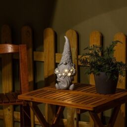 ValueLights Outdoor Grey Solar Gonk Statue Light Garden Décor Patio Ornament - thumbnail 2